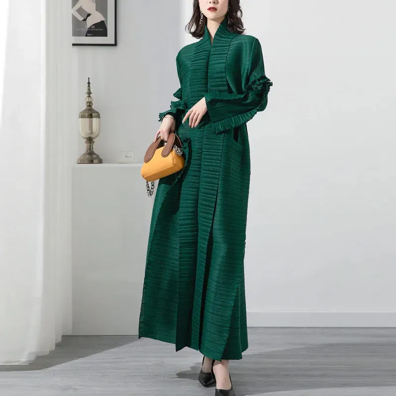 HEYFANCYSTYLE Maxi Pleated Cardigan Dress