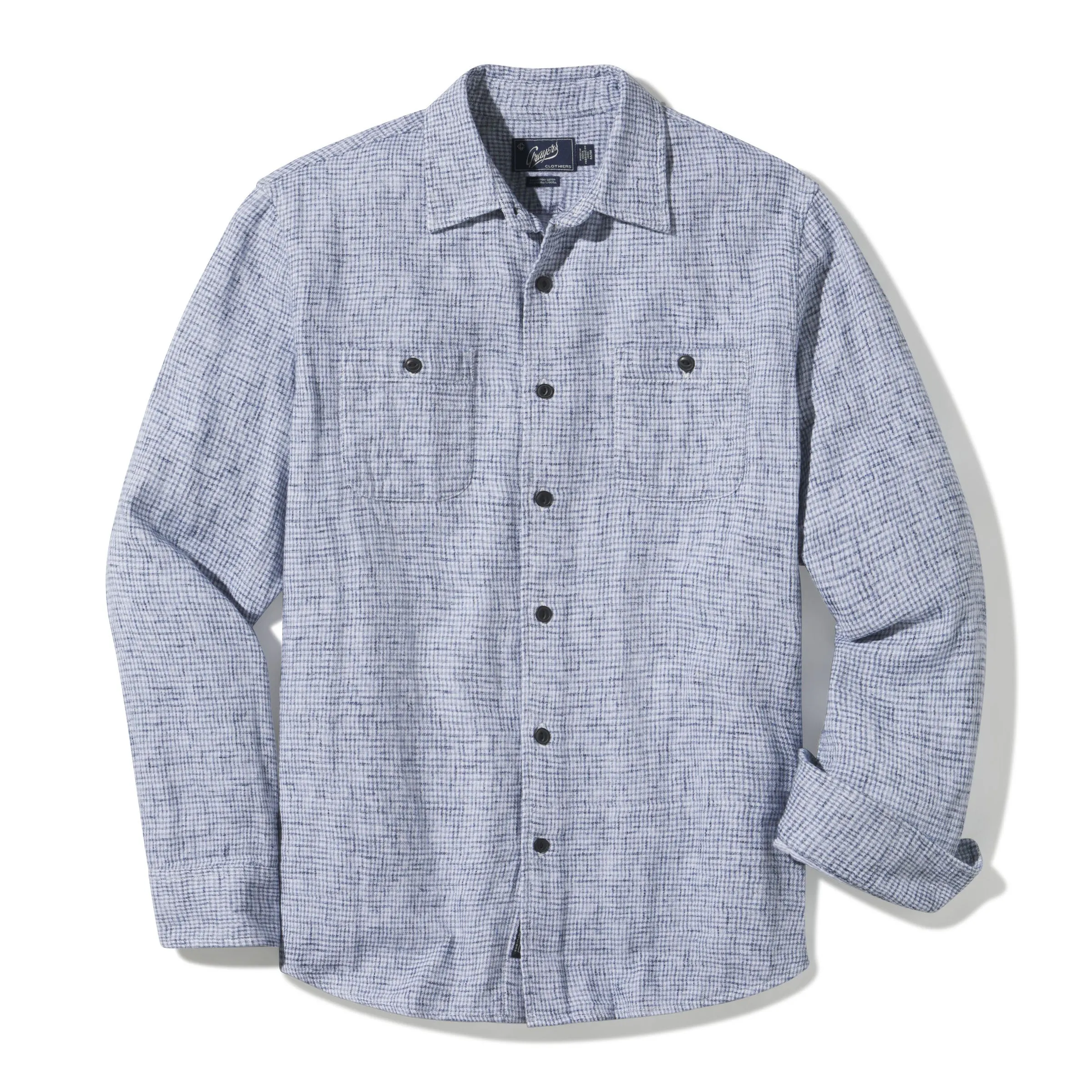 Houndstooth Double Cloth Workshirt - Cream Navy