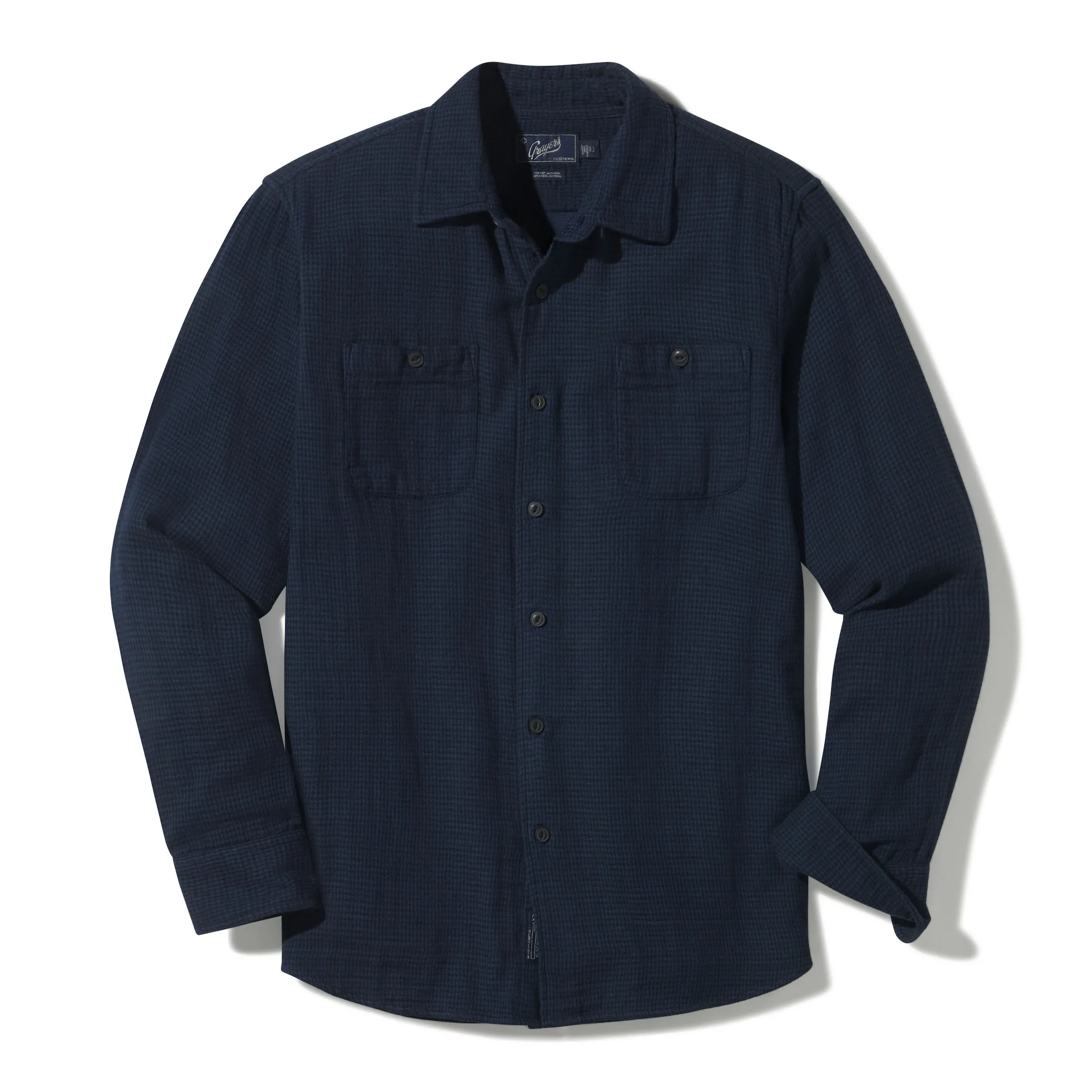 Houndstooth Double Cloth Workshirt - Sky Captain Navy