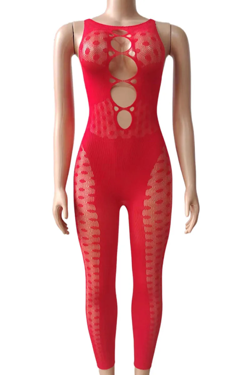 JI780 Mesh Cut-out Jumpsuit