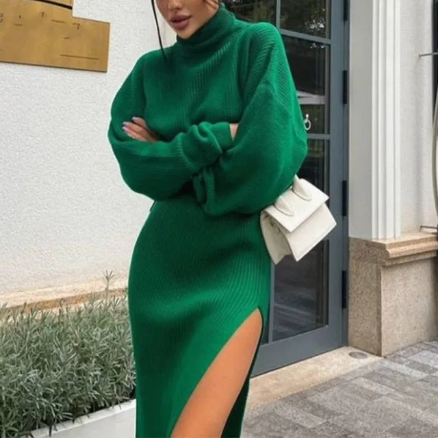 Kaley Two Piece Knitted Turtleneck Sweater and Skirt Set