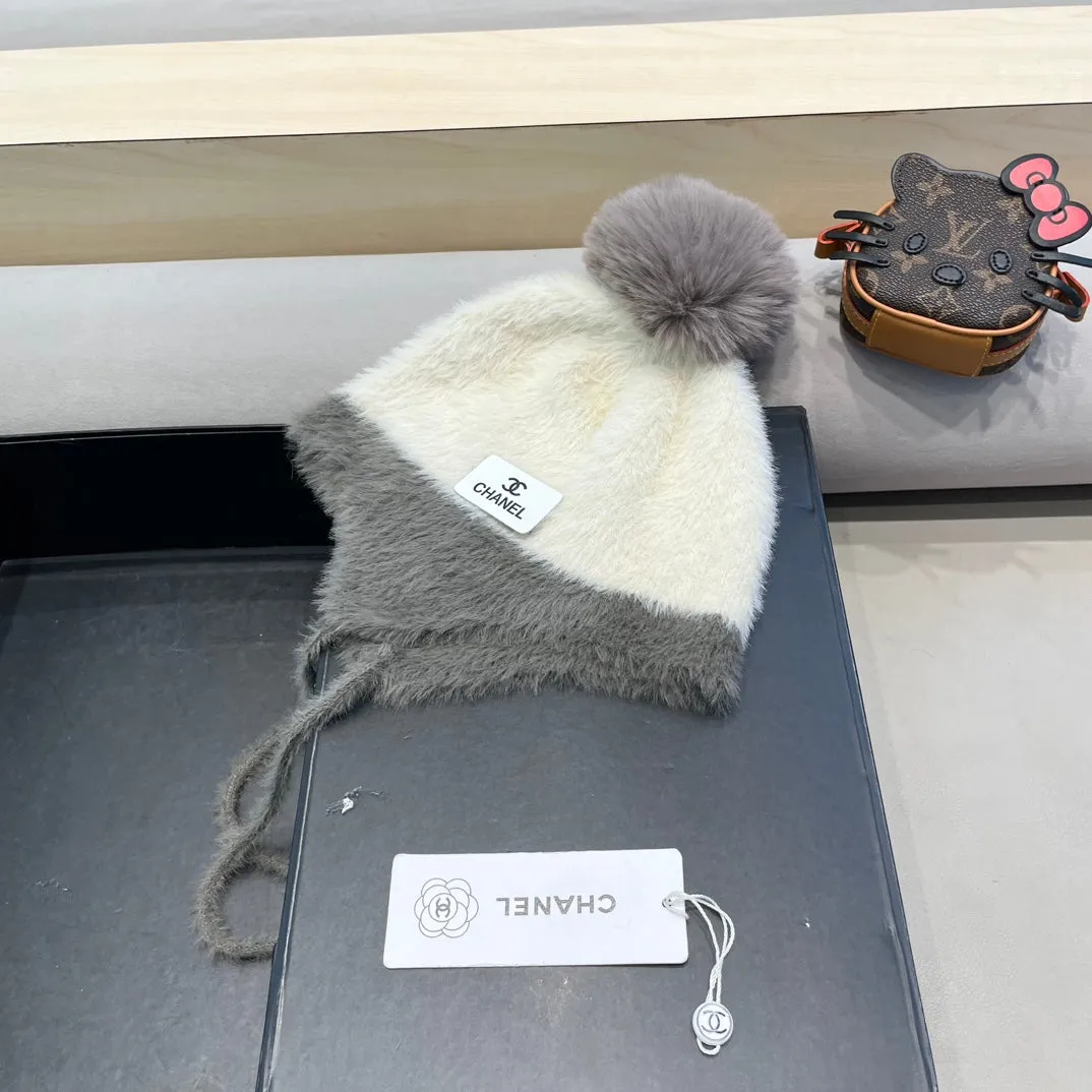 KNIT HAT IN WHITE MIX MOUSE GRAY WOOL 426269