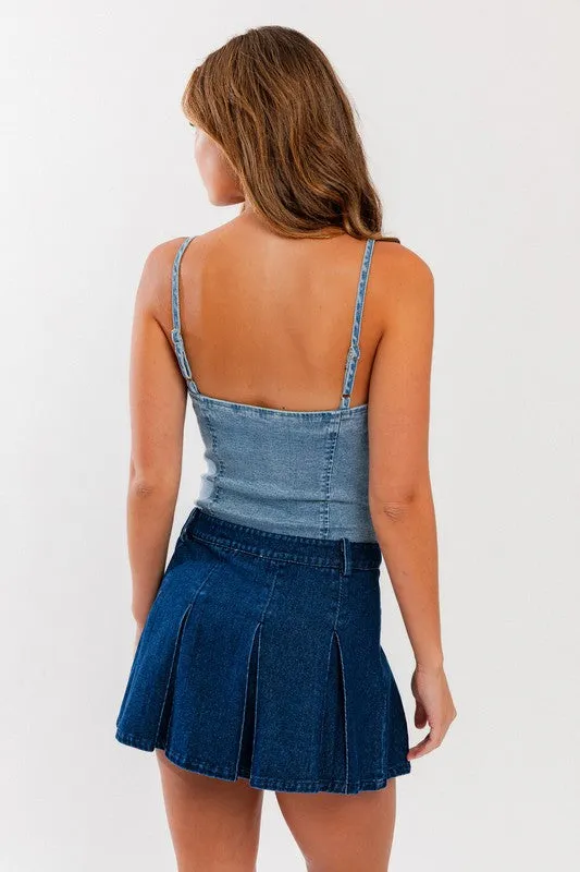 LE LIS Denim Bustier Bodysuit