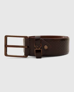 Leather Wine Textured Belt - Tarak