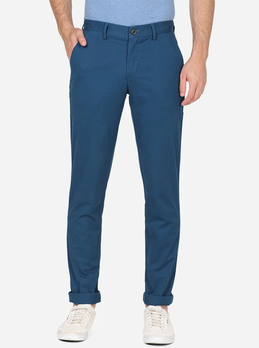 Legion Blue Solid Uno Fit Casual Trouser | JadeBlue