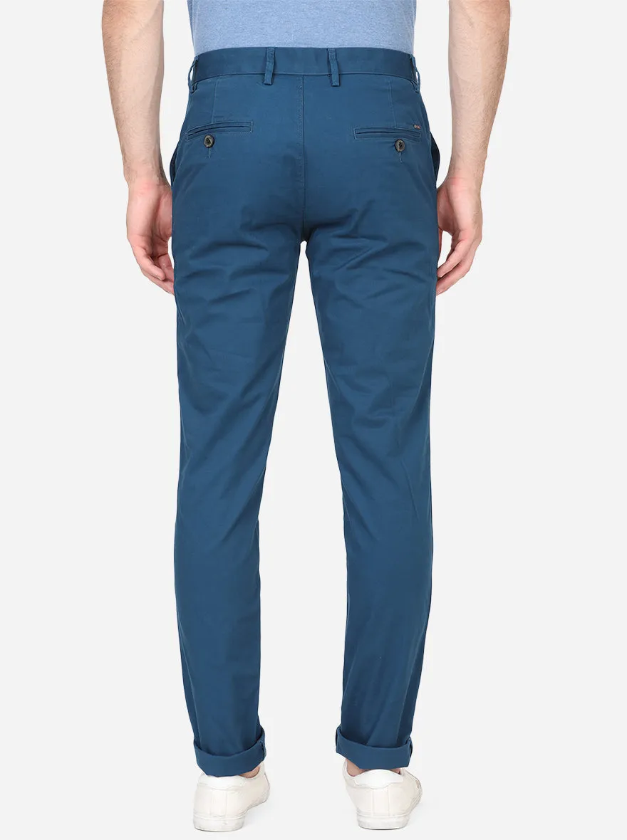 Legion Blue Solid Uno Fit Casual Trouser | JadeBlue