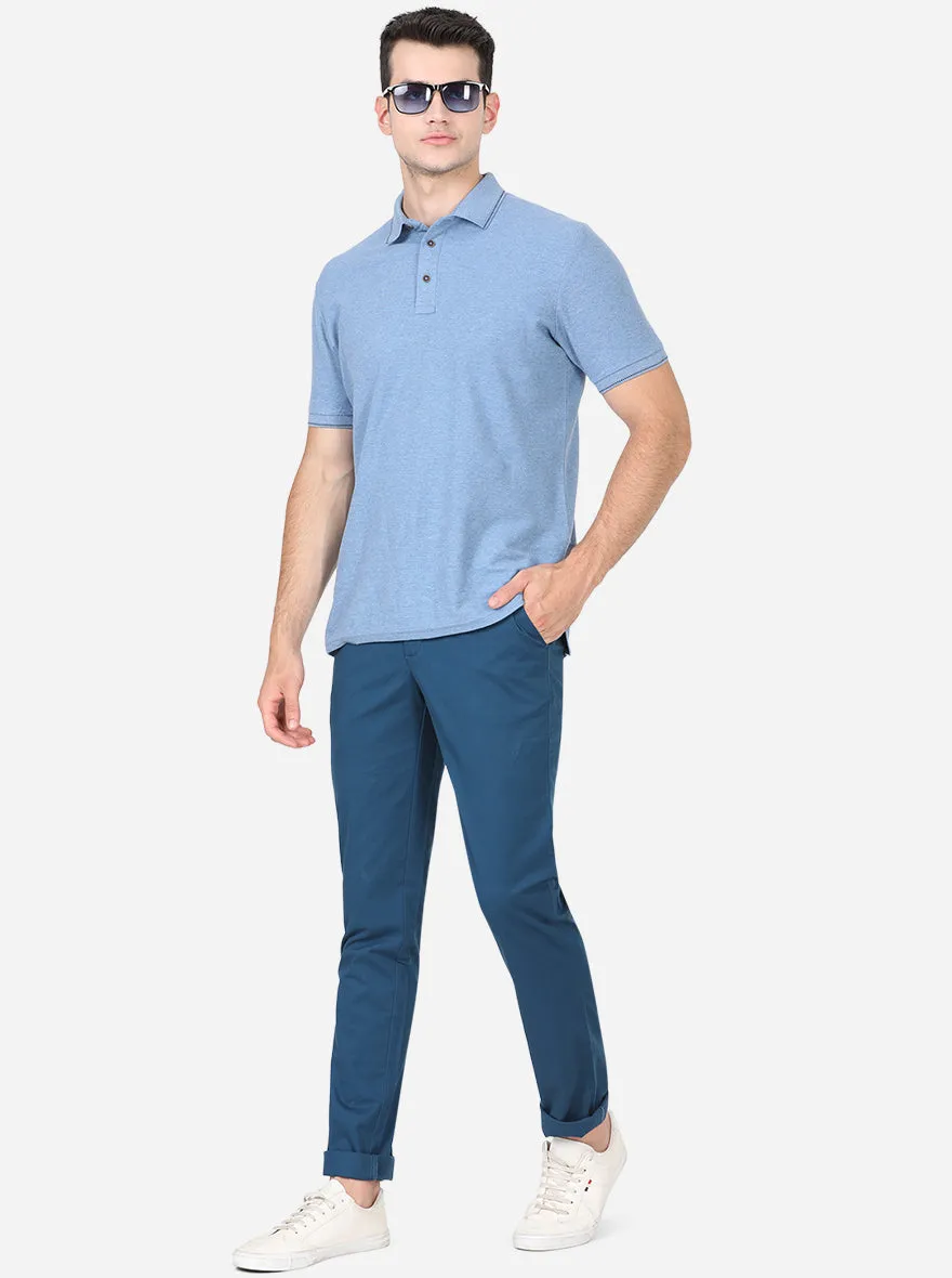 Legion Blue Solid Uno Fit Casual Trouser | JadeBlue