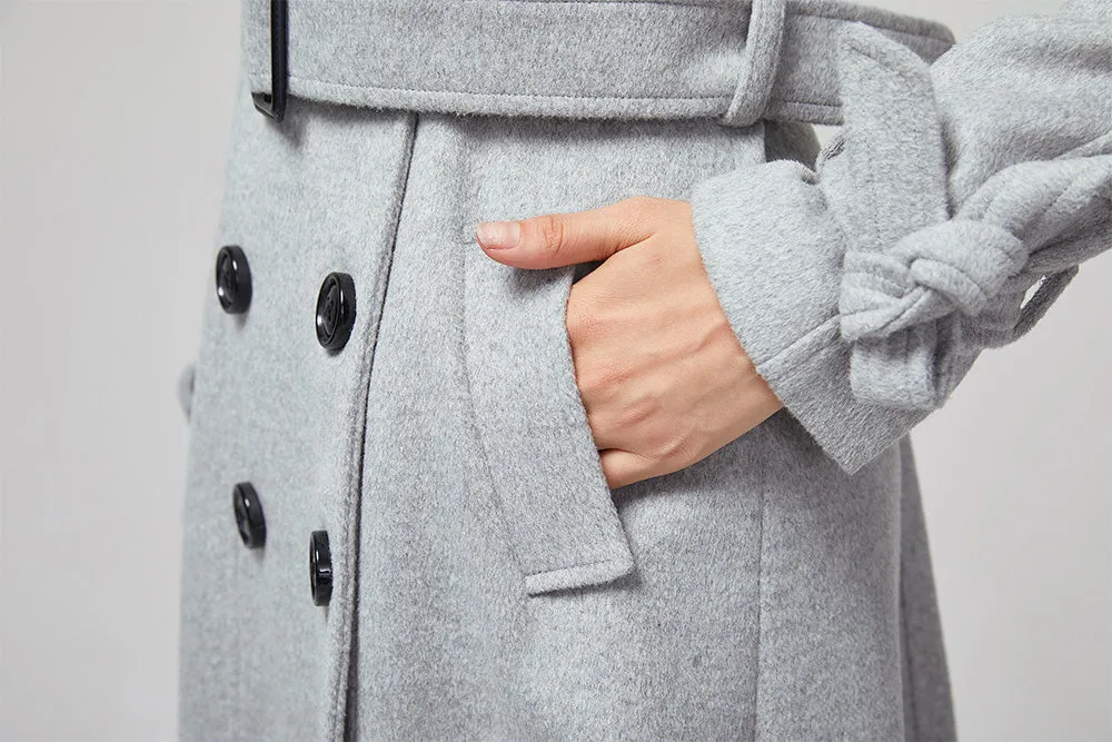 light gray military winter wool coat for women 2201