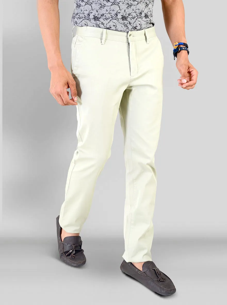 Light Green Self Textured Super Slim Fit Chinos | Greenfibre