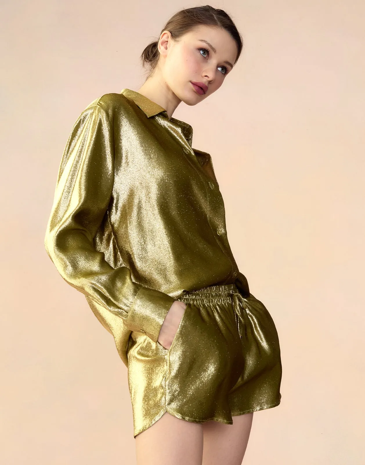 Liquid Gold Lamé Shirt