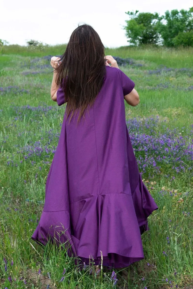 Long Purple Cotton Summer Dress DIVA