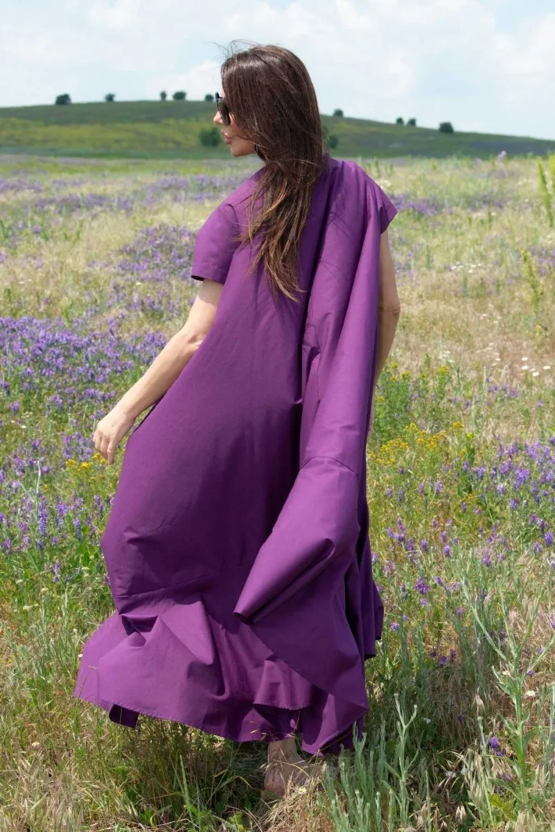 Long Purple Cotton Summer Dress DIVA