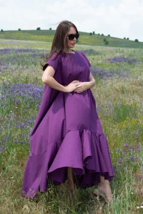 Long Purple Cotton Summer Dress DIVA