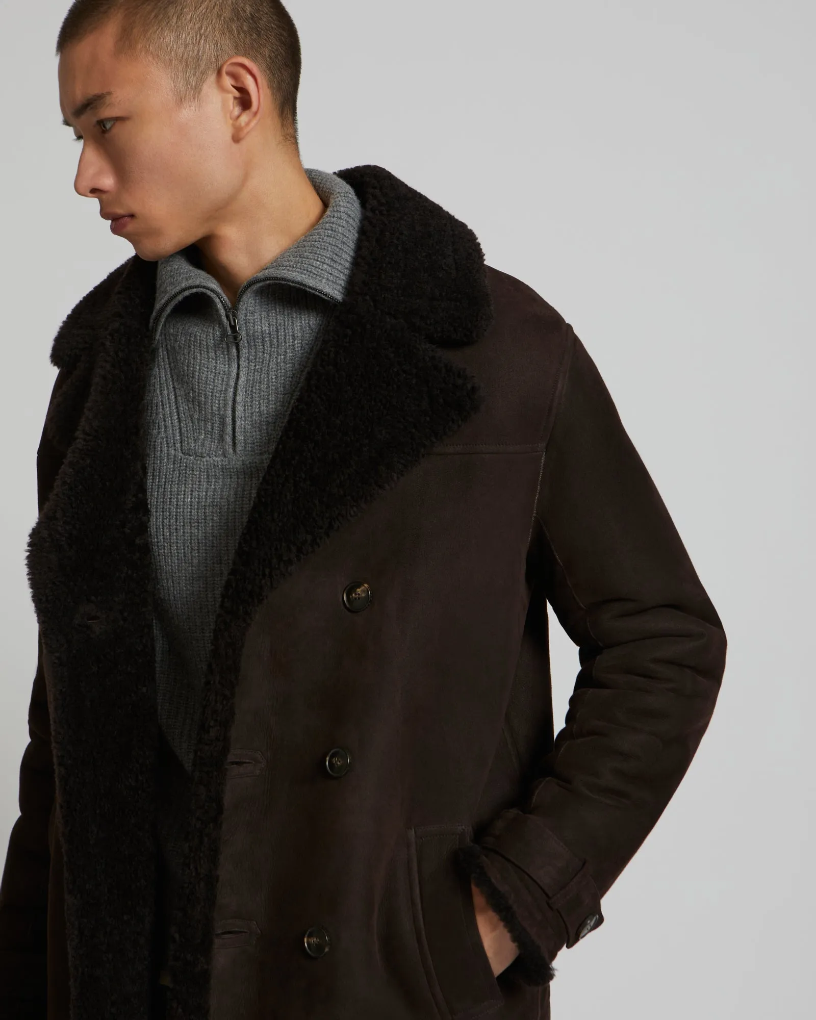 Long shearling jacket