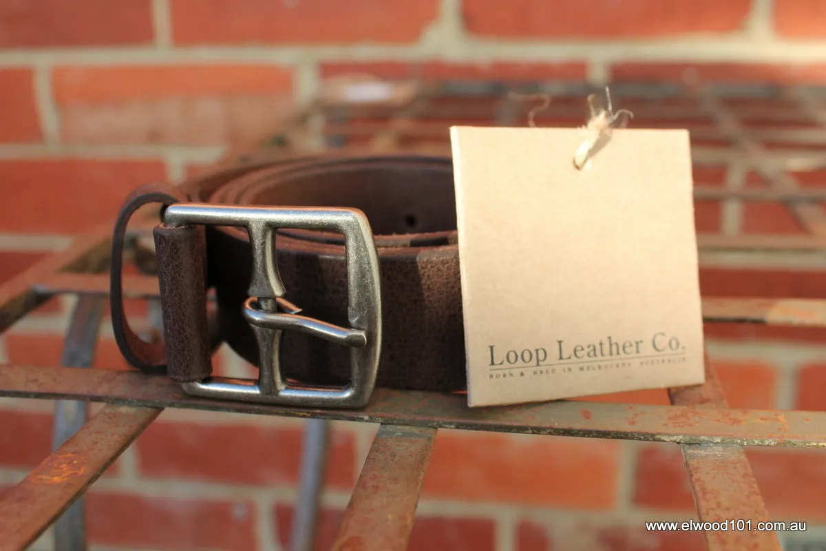 Loop Leather Co MENS STATE ROUTE LEATHER BELT CHOCOLATE