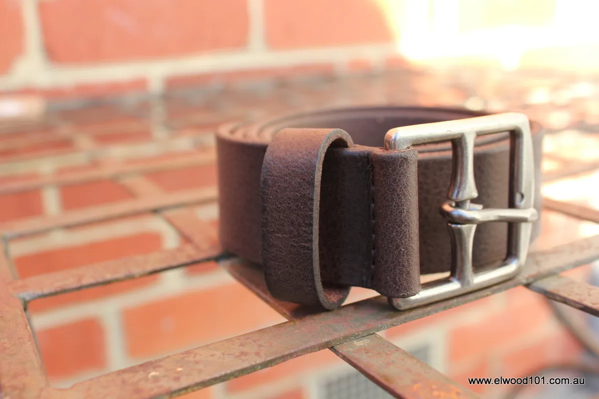 Loop Leather Co MENS STATE ROUTE LEATHER BELT CHOCOLATE