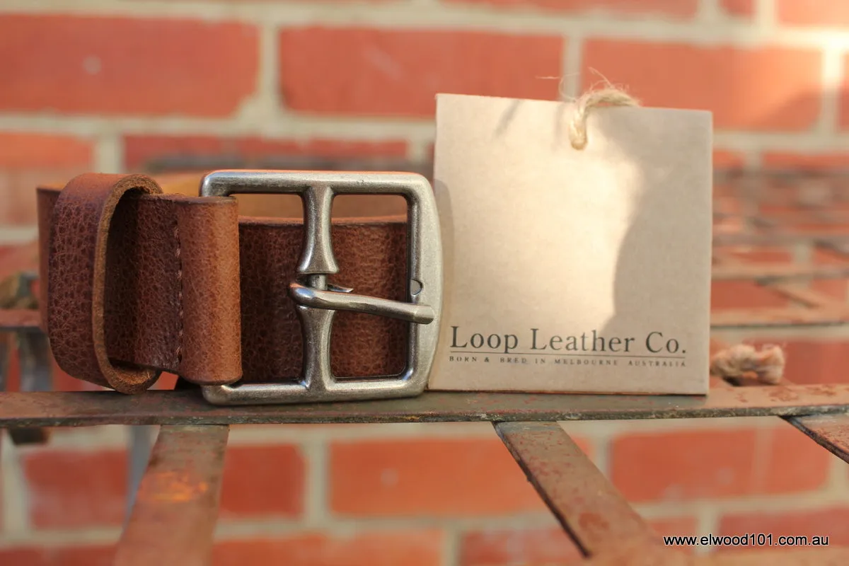 Loop Leather Co MENS STATE ROUTE LEATHER BELT TOBACCO