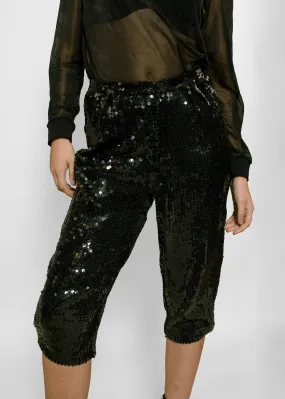 Loris Azarro Black Sequin Pant Capri