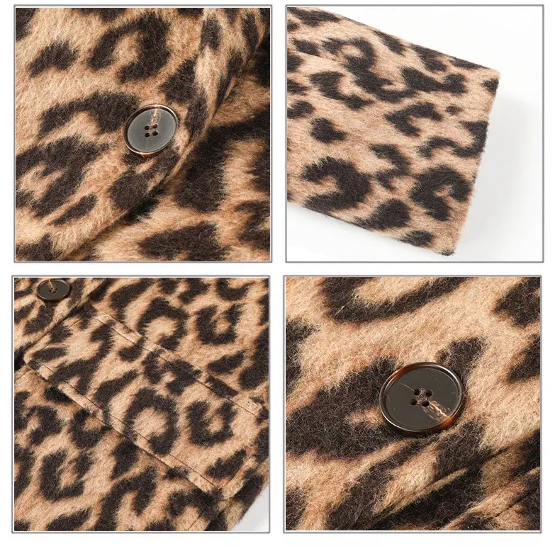 Manon Leopard Textured Woolen Coat