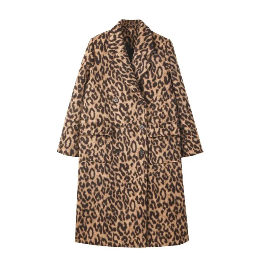 Manon Leopard Textured Woolen Coat