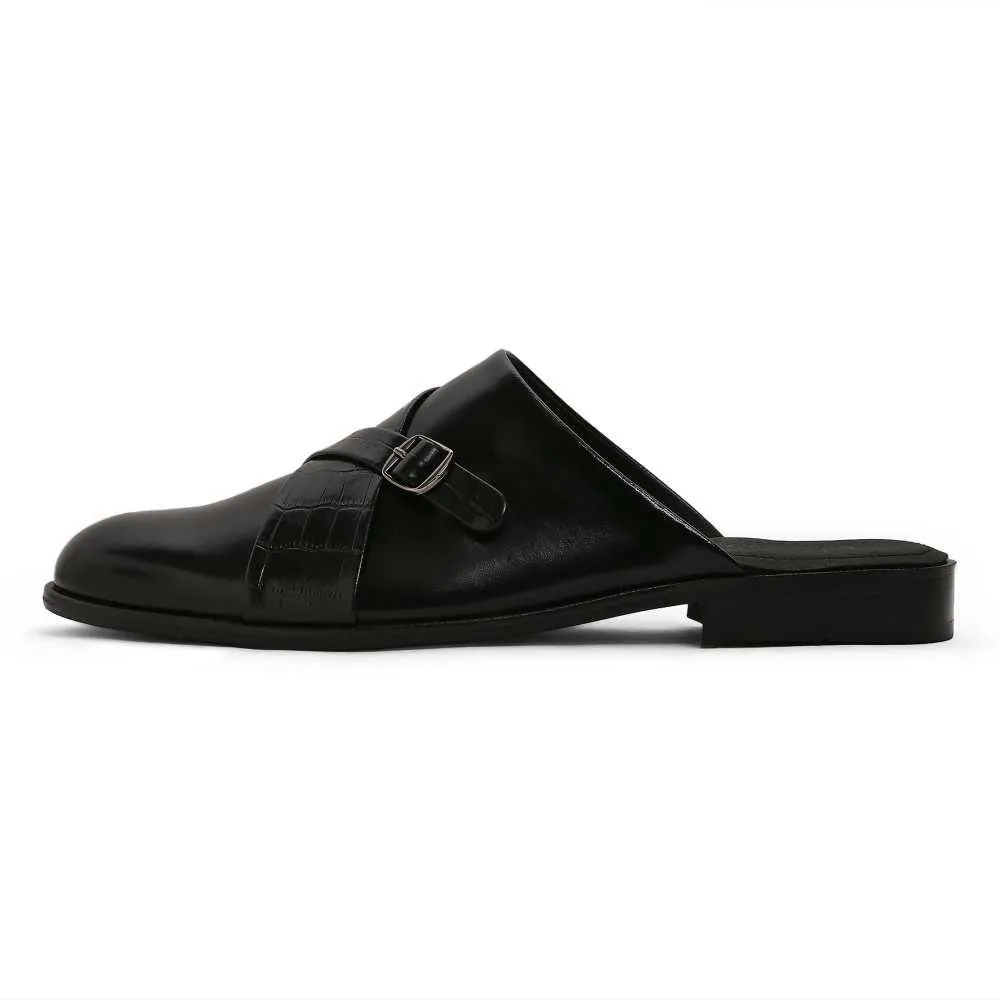 Mason - Black Croco Mules