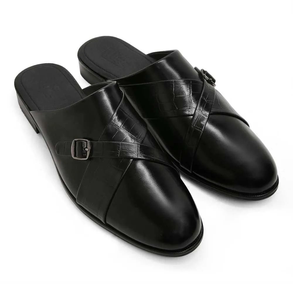 Mason - Black Croco Mules