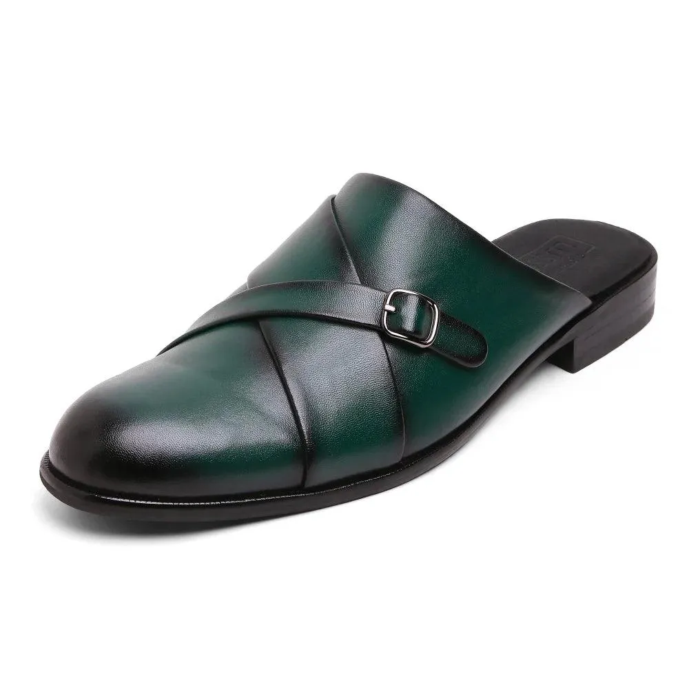 Mason - Green Single Monk Mules