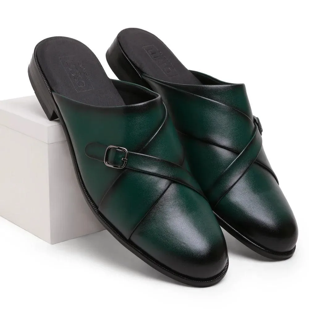 Mason - Green Single Monk Mules