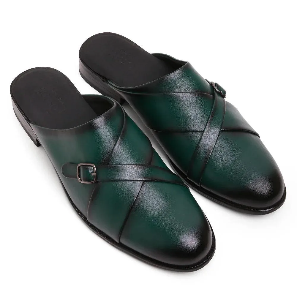 Mason - Green Single Monk Mules