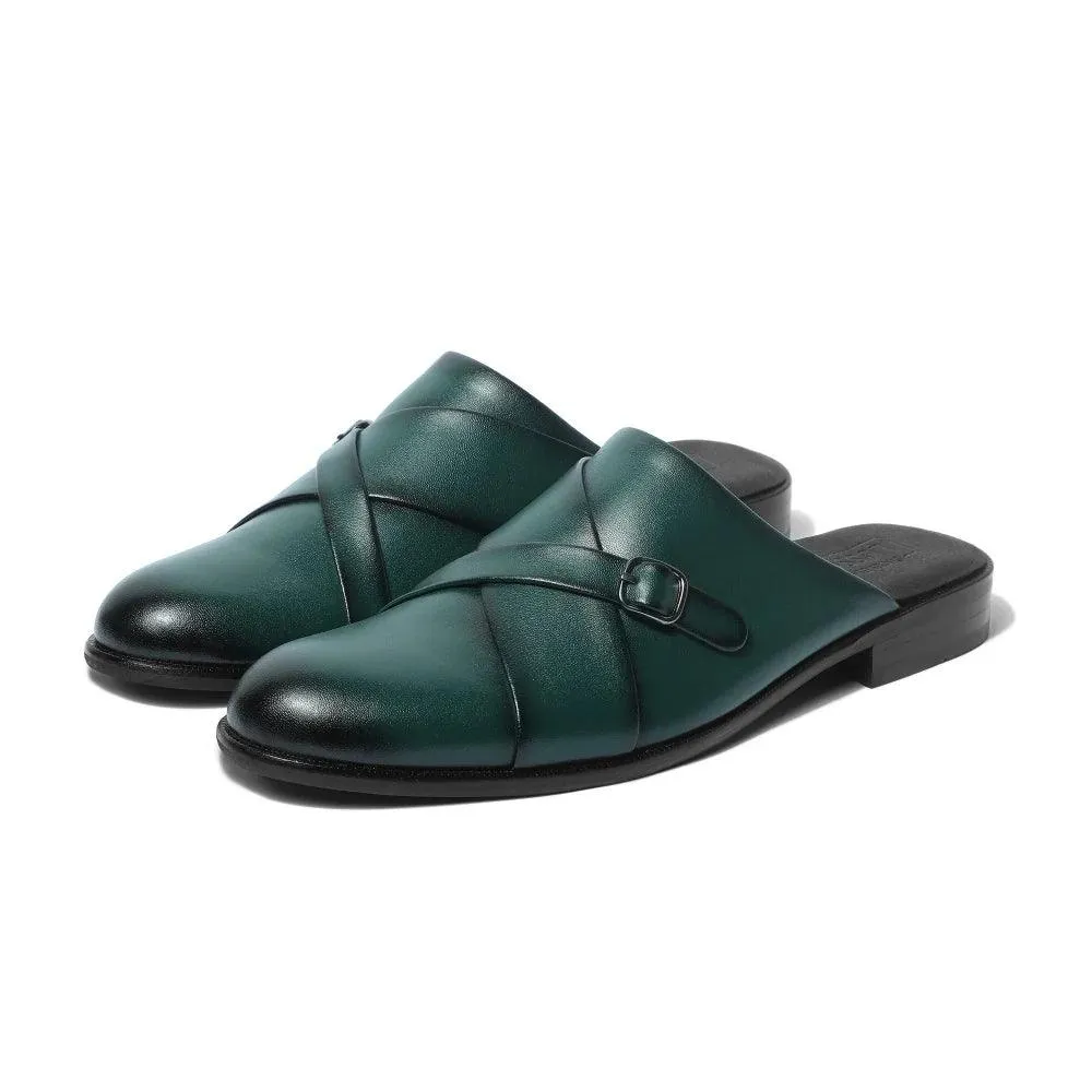 Mason - Green Single Monk Mules