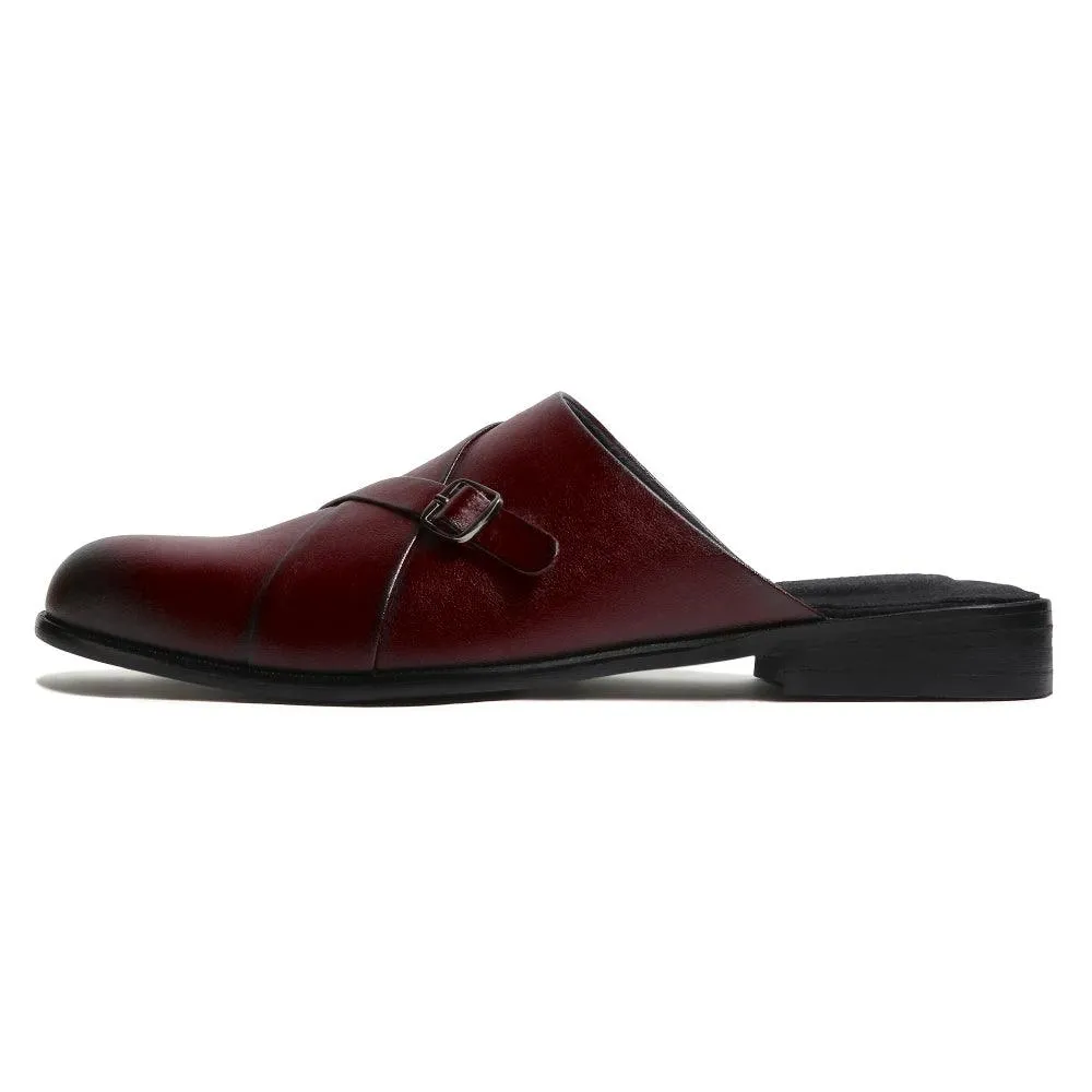 Mason - Maroon Single Monk Mules