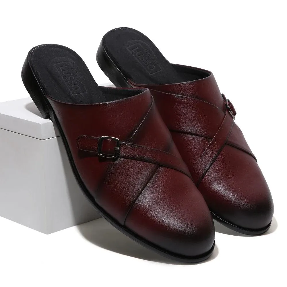 Mason - Maroon Single Monk Mules