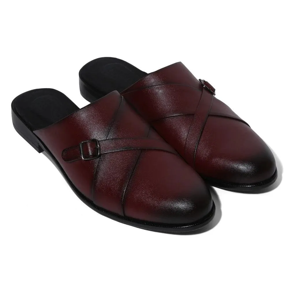 Mason - Maroon Single Monk Mules