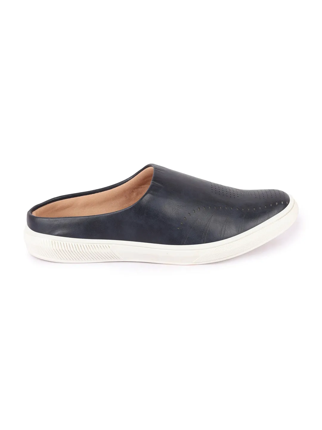 Men Blue Back Open Stylish Design Slip On Shoes