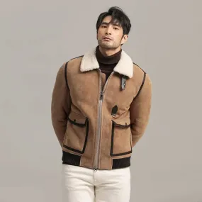 Men's Brown Sheepskin Shearling Leather Jacket