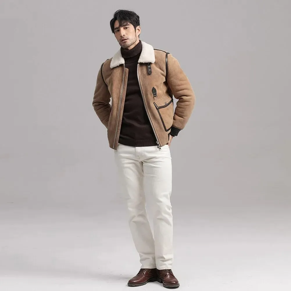 Men's Brown Sheepskin Shearling Leather Jacket