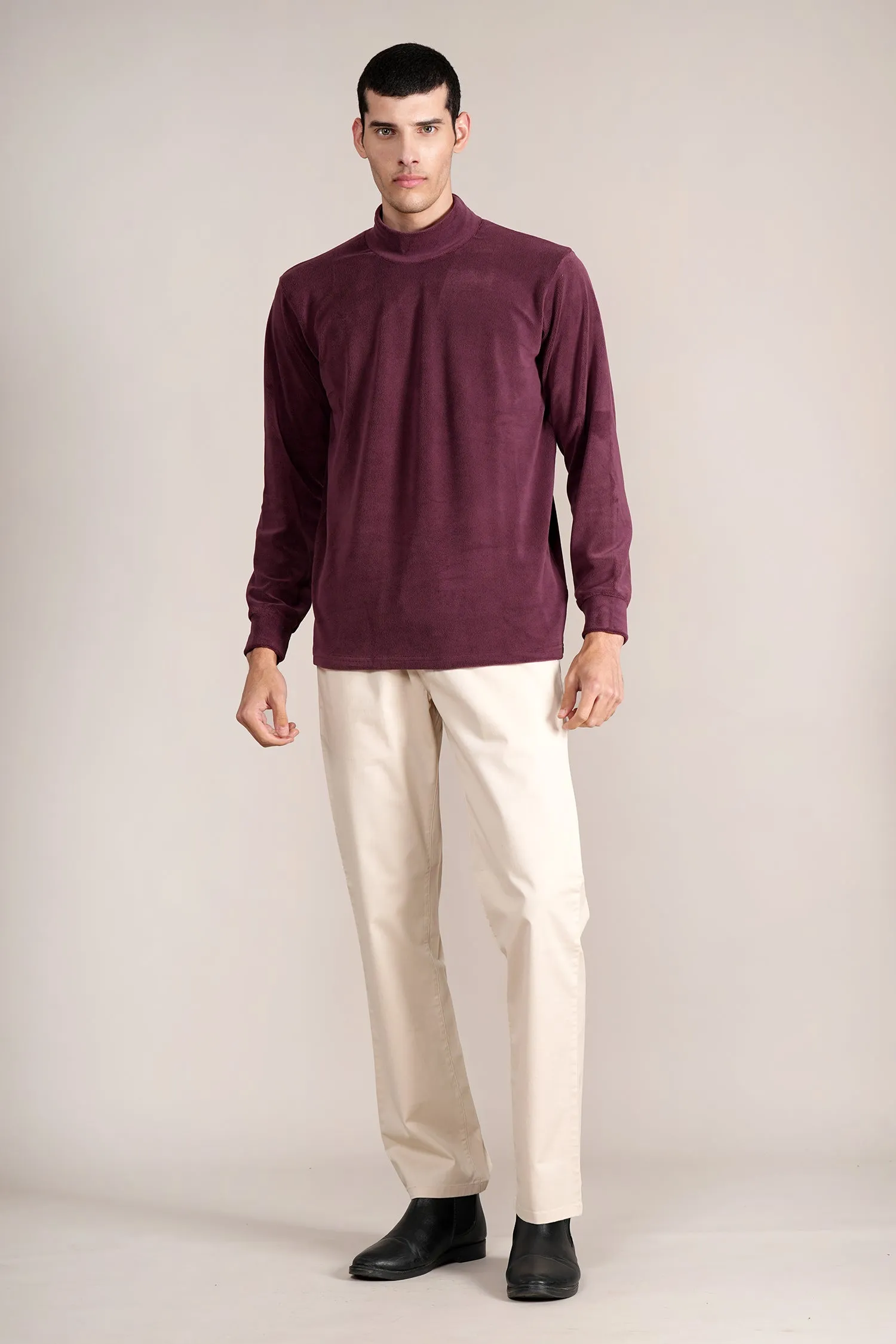 Men's Cream Non-Pleated Casual Trouser