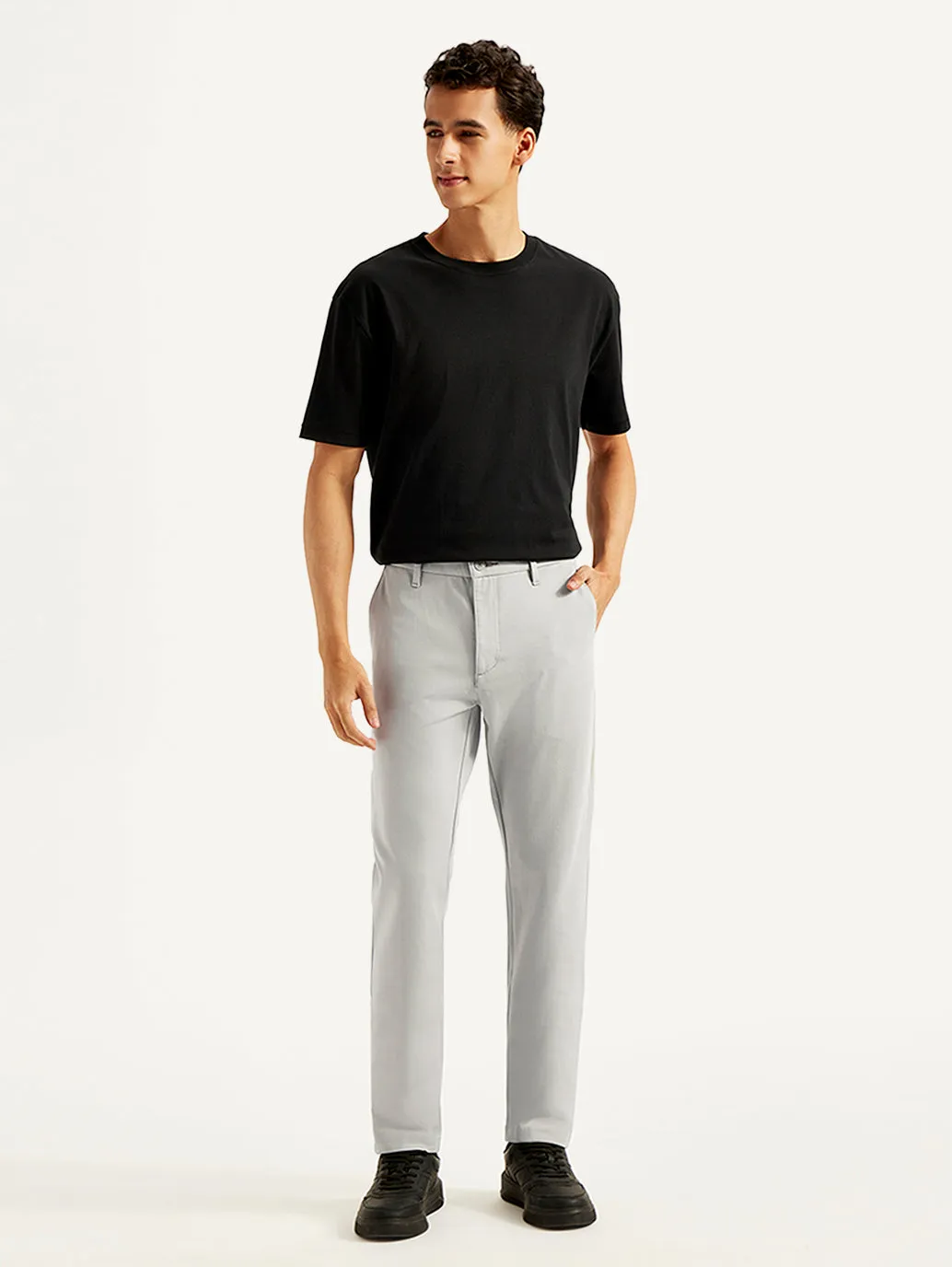 Men's Grey Slim Fit Tech Pants Chinos