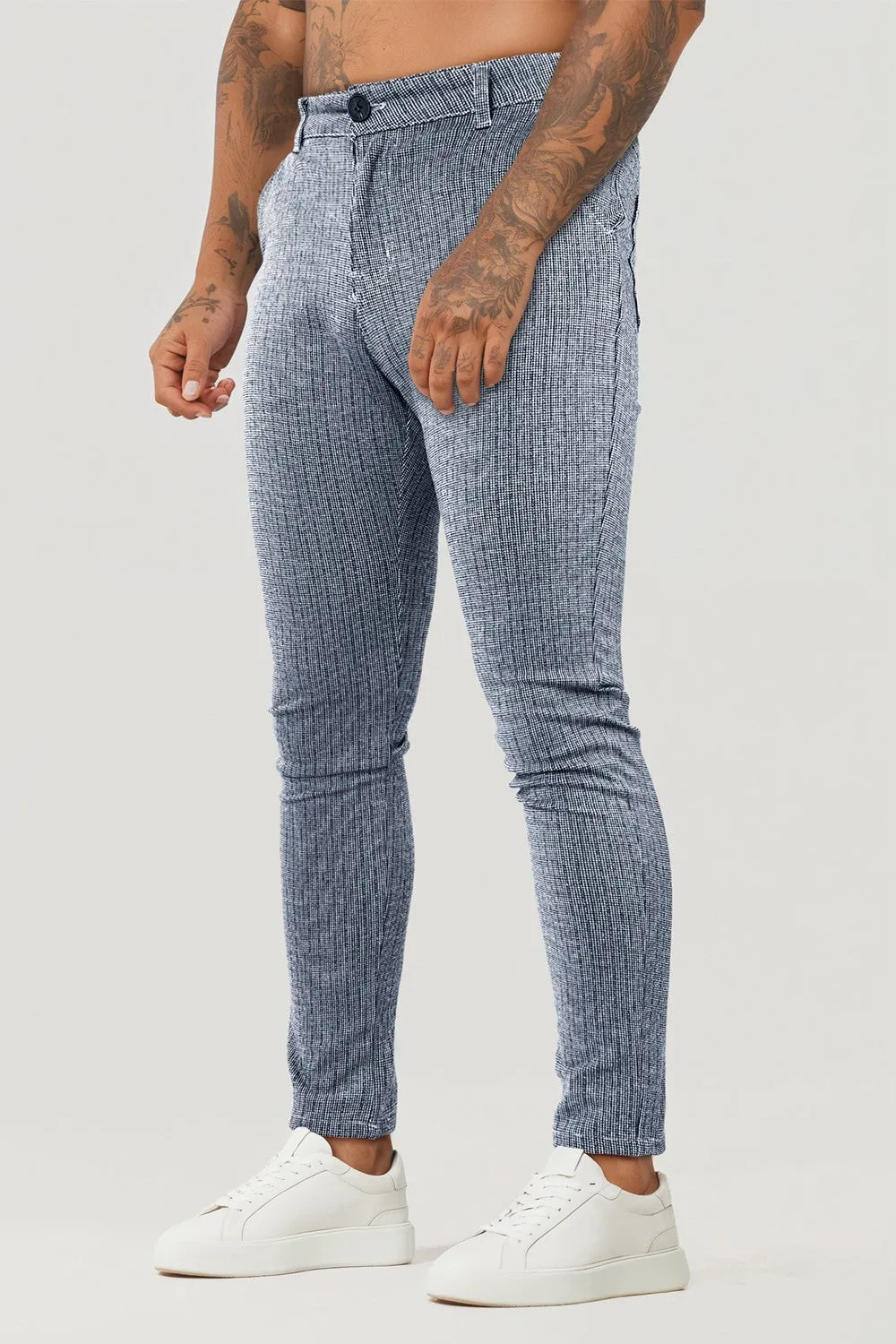 Men's Grey Stretch Pant - Stripe