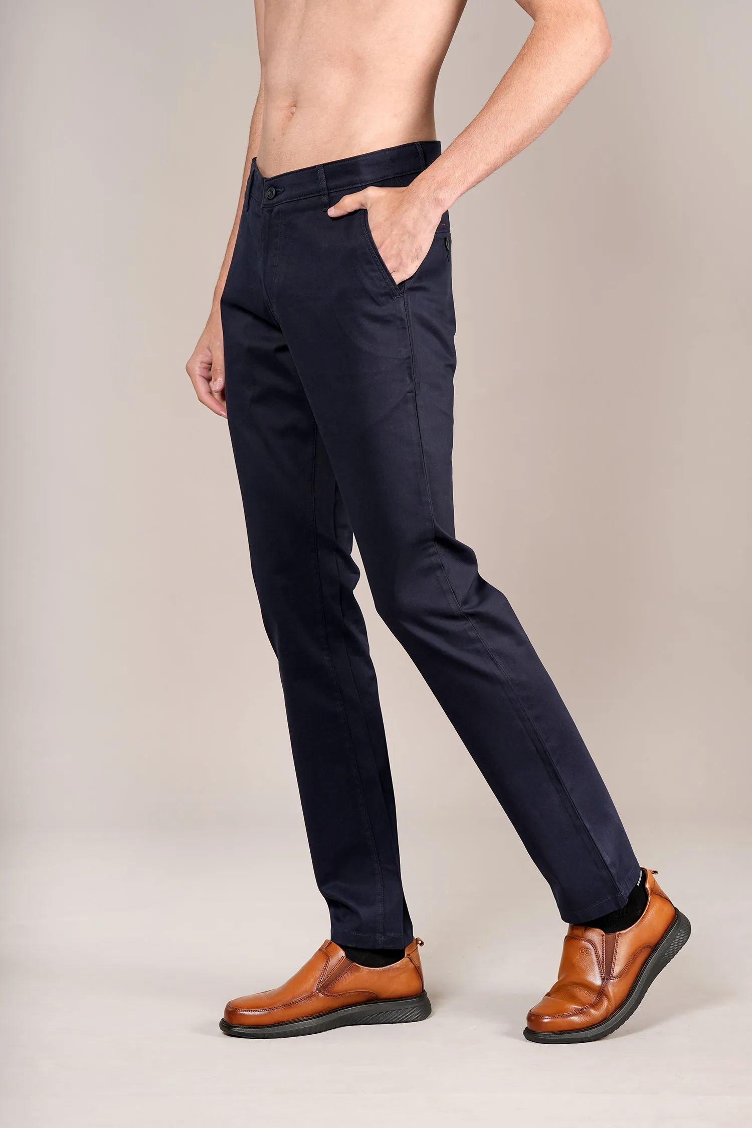 Men's Military Navy Non-Pleated Casual Trouser