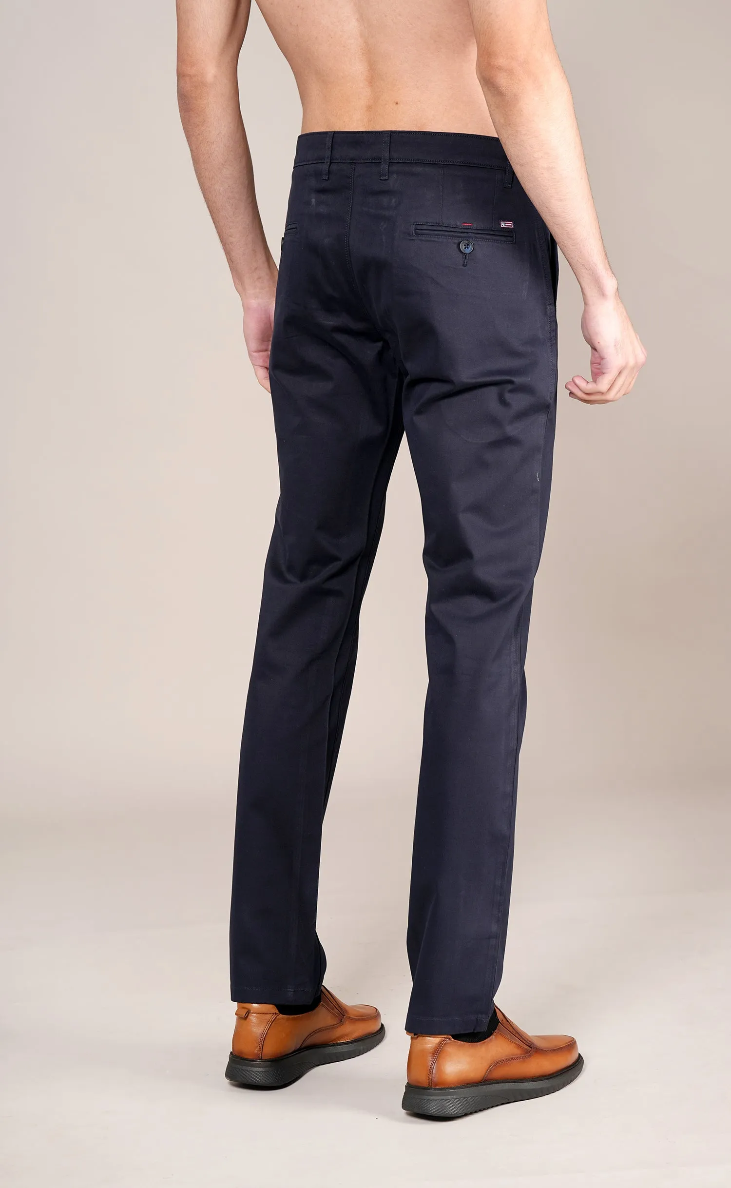 Men's Military Navy Non-Pleated Casual Trouser