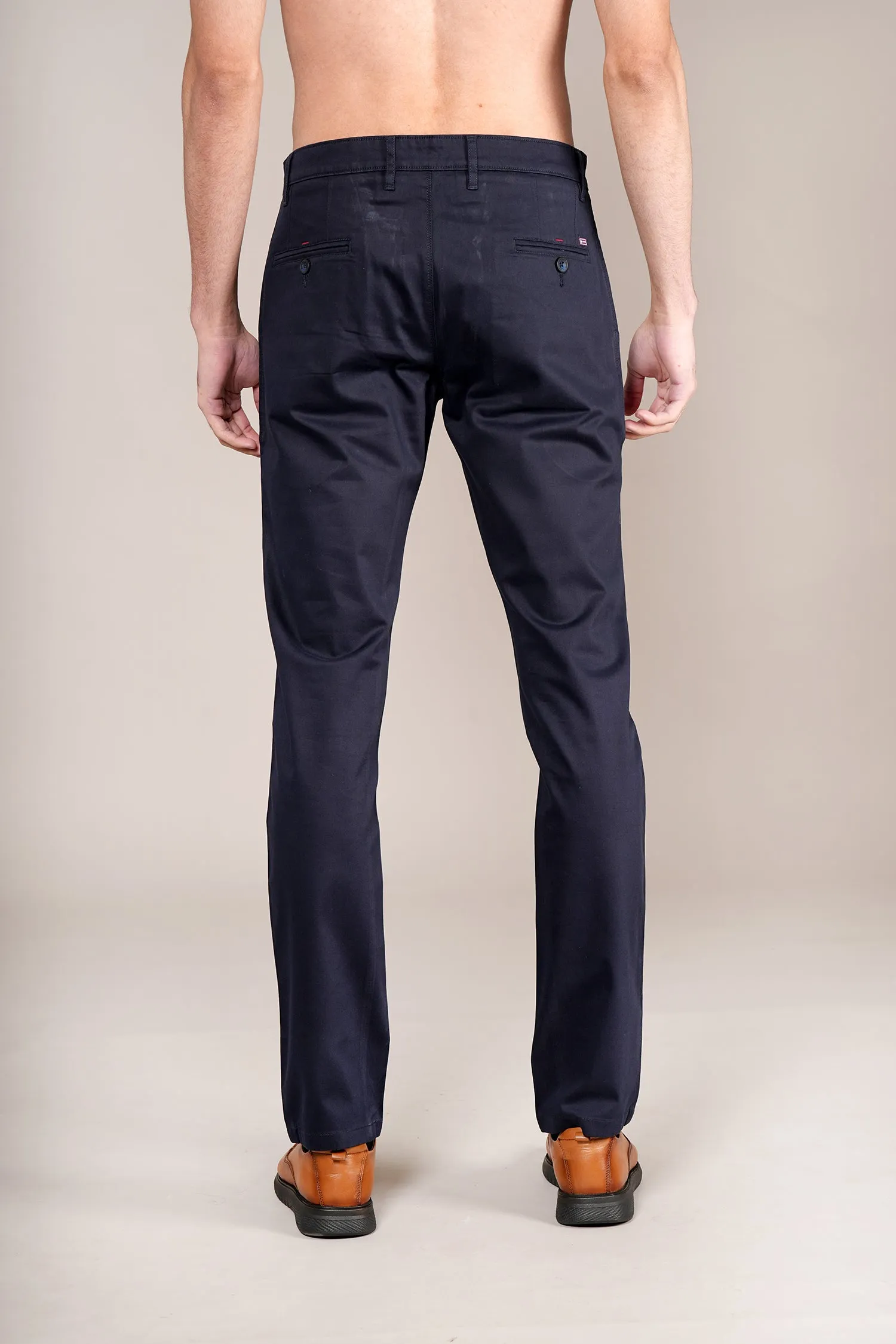 Men's Military Navy Non-Pleated Casual Trouser