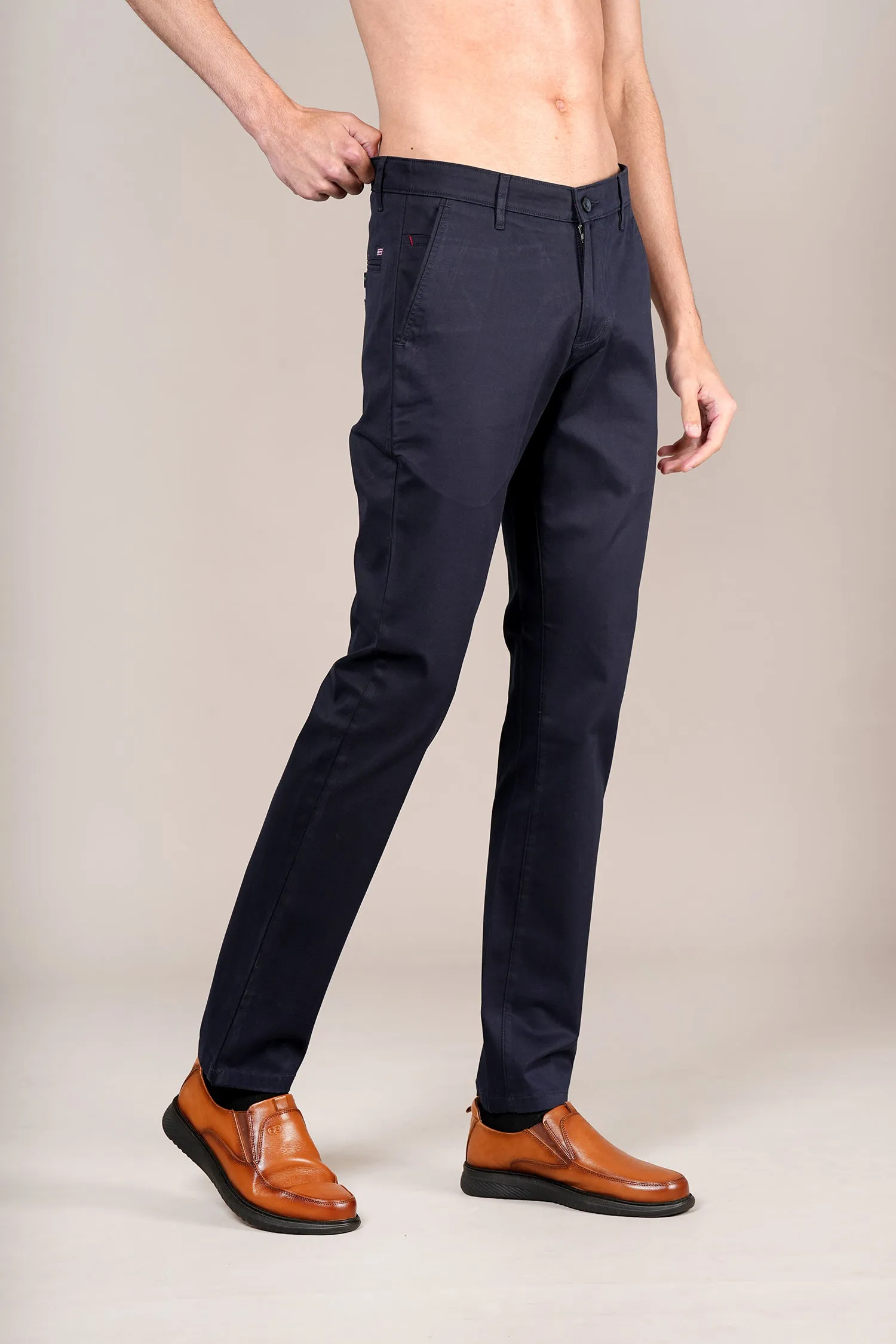 Men's Military Navy Non-Pleated Casual Trouser