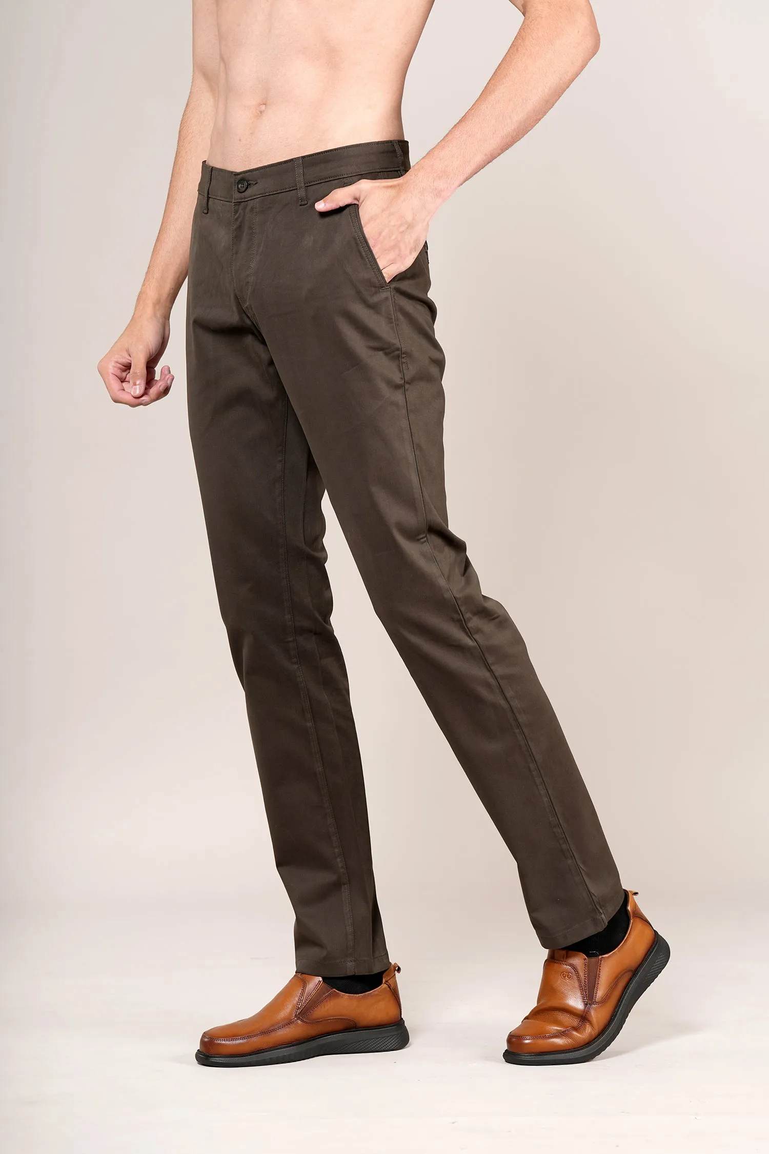 Men's Military Solid Non-Pleated Casual Trouser