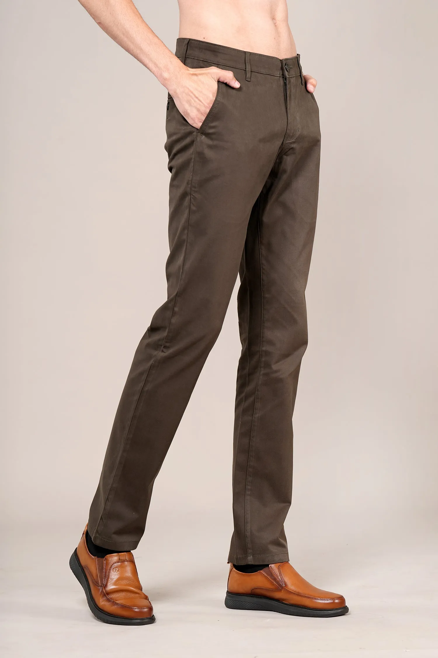 Men's Military Solid Non-Pleated Casual Trouser