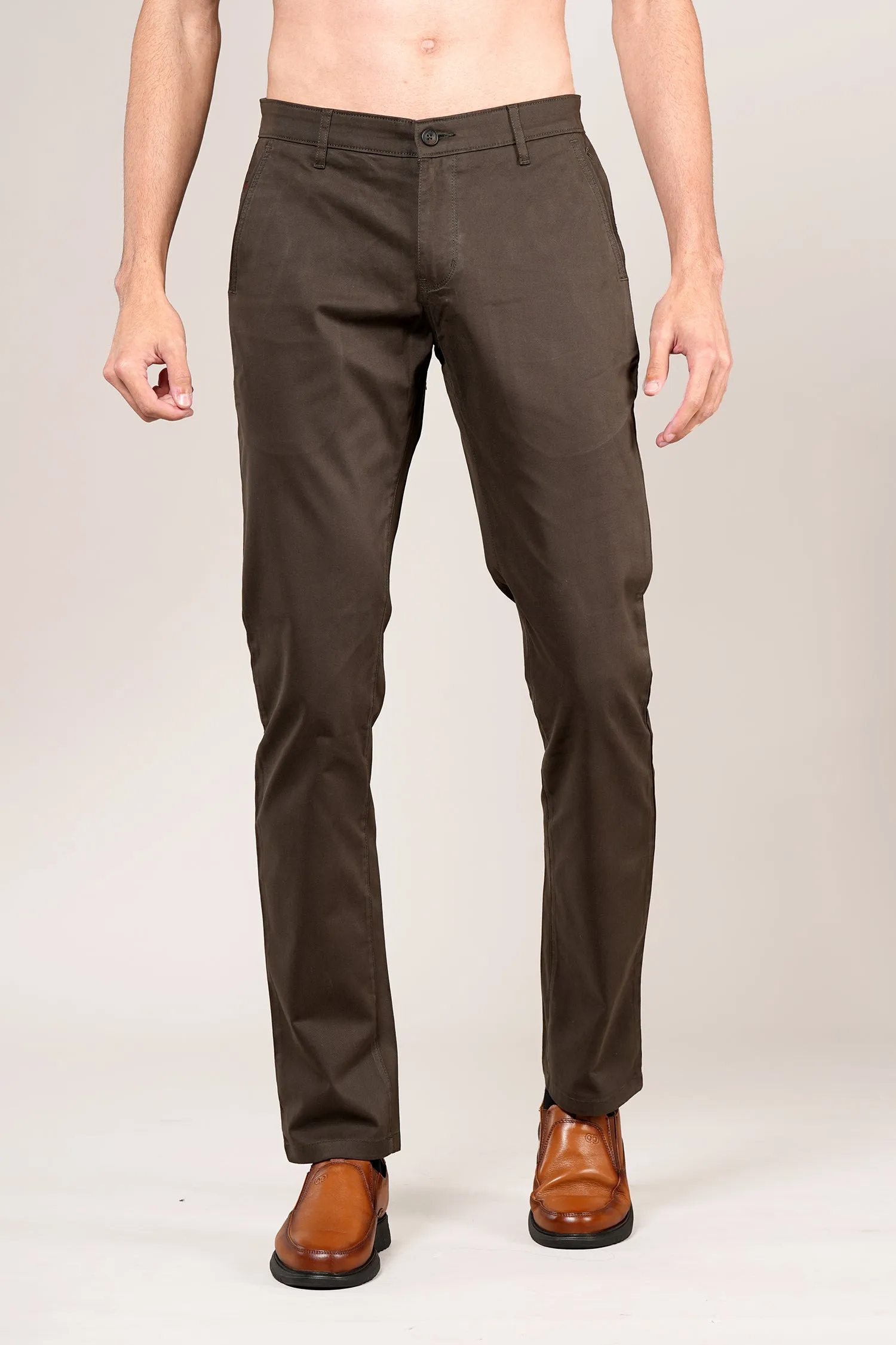 Men's Military Solid Non-Pleated Casual Trouser