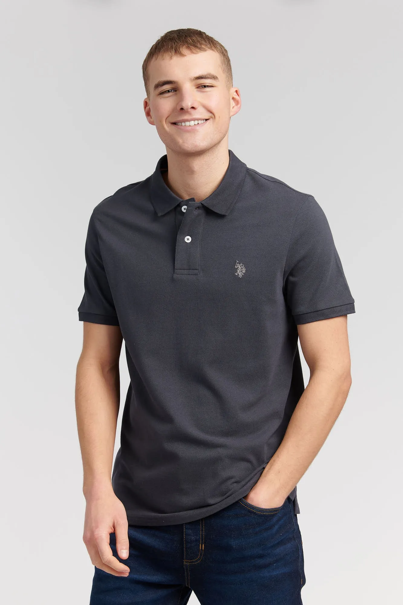 Mens Pique Polo Shirt in Ebony