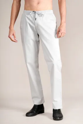 Men's Silver Grey Non-Pleated Casual Trouser