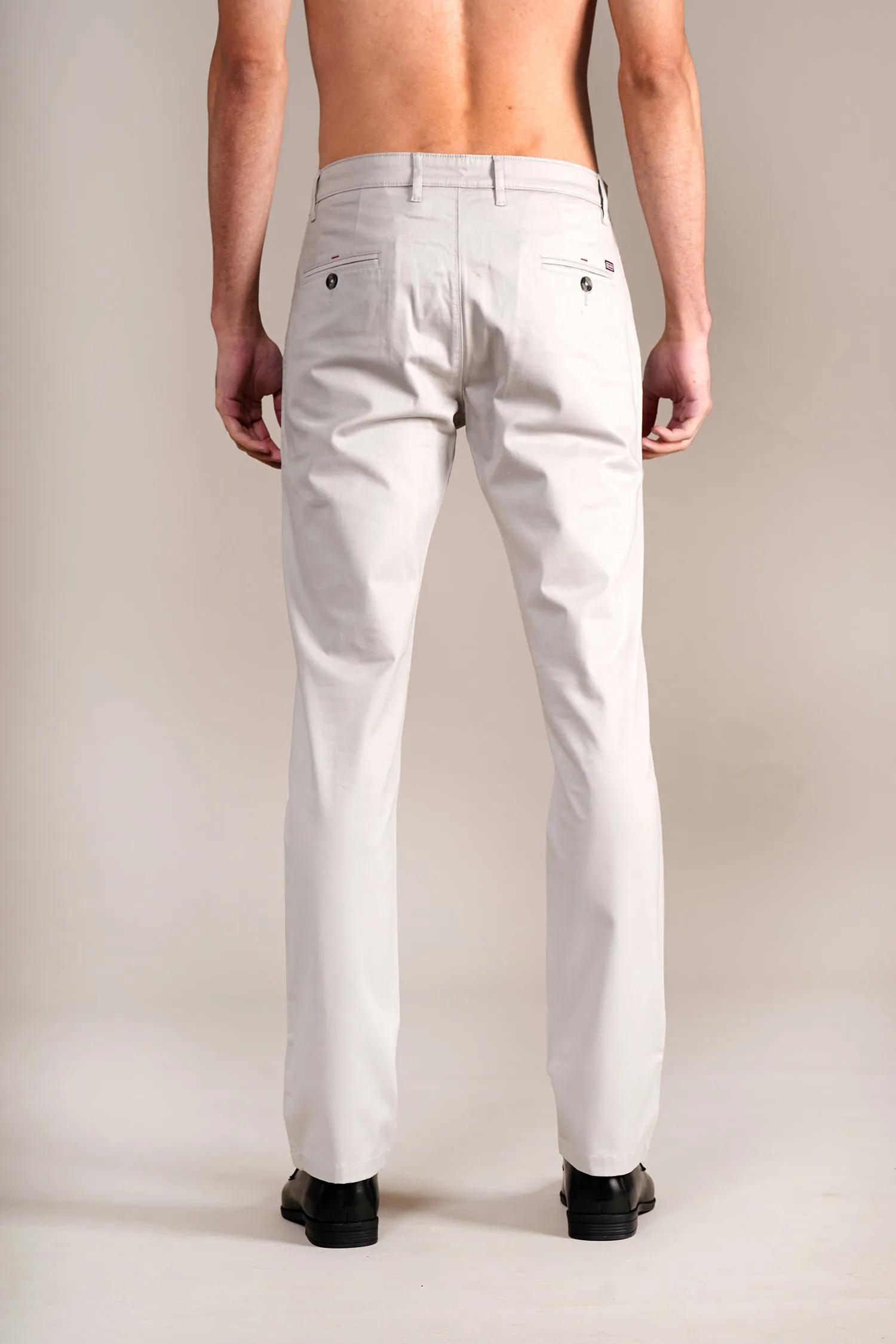 Men's Silver Non-Pleated Casual Trouser