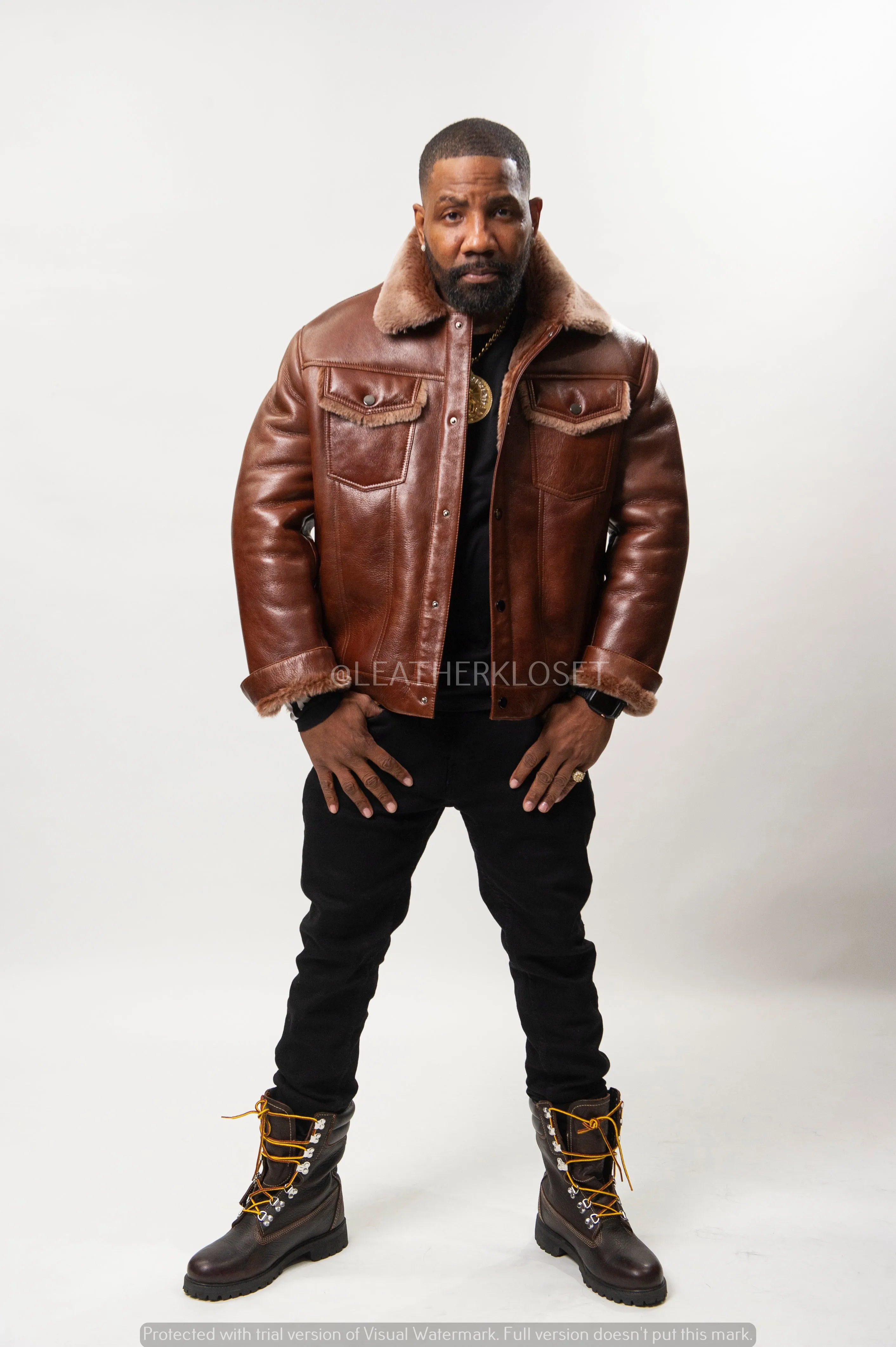 Men's Troy Shearling Jacket [Cognac]